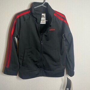 New Adidas Black Red Striped Track Jacket Size 4 Full Zip Unisex